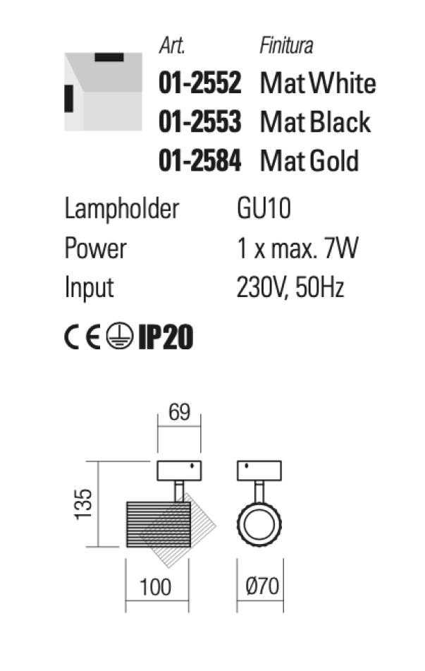 Lampada applique orientabile bianca Delphi Redo 01-2552