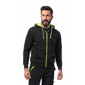 Felpa polycotone con cappuccio zip lunga nera/gialla taglia xl  fiji/4-xl