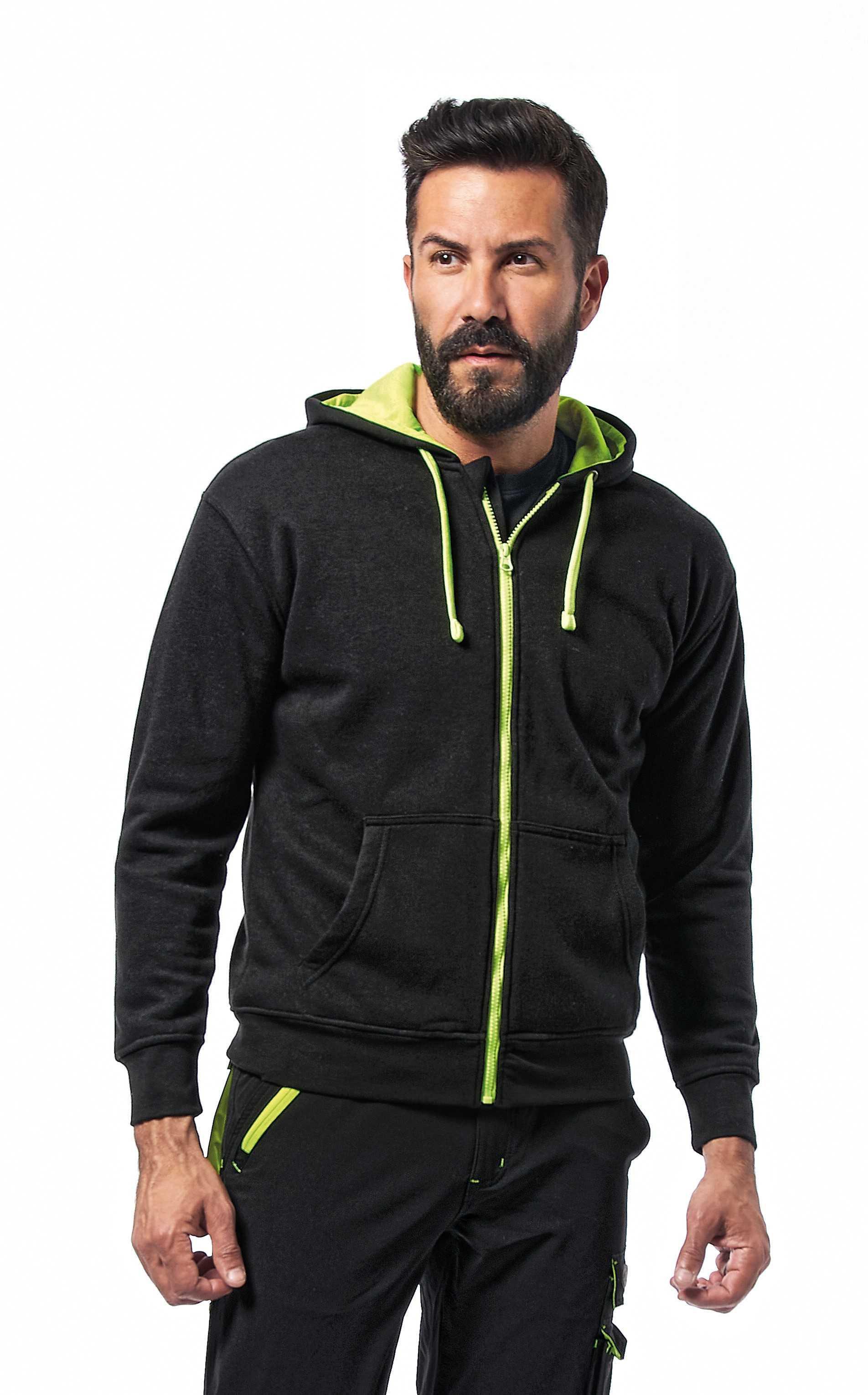 Felpa polycotone con cappuccio zip lunga nera/gialla Taglia XL Logica FIJI/4-XL