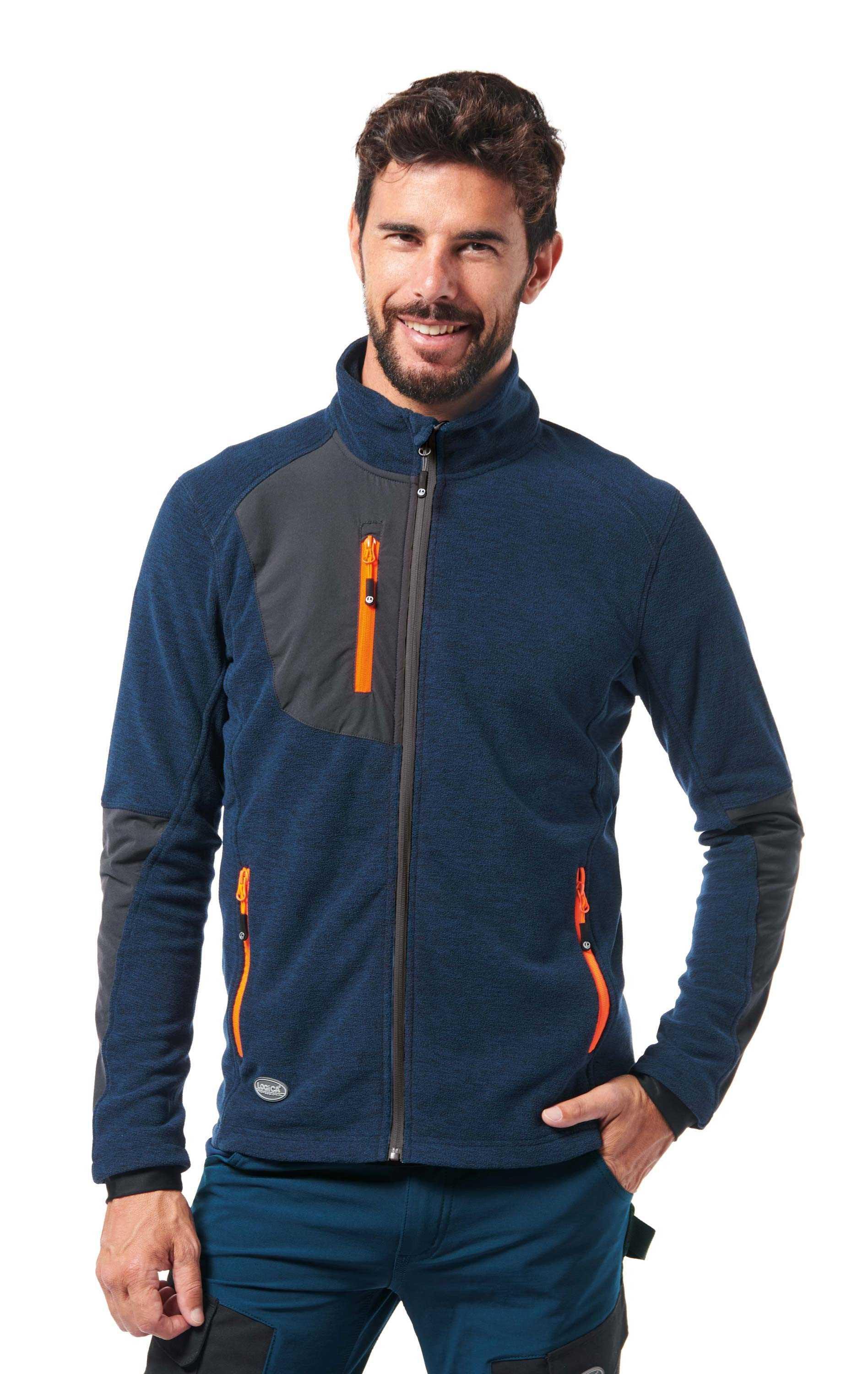 Felpa in micropile zip lunga blu oceano taglia L Logica MADEIRA8 -L