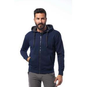 Felpa polycotone zip lunga colore blu/grigio taglia l  fiji 1-l