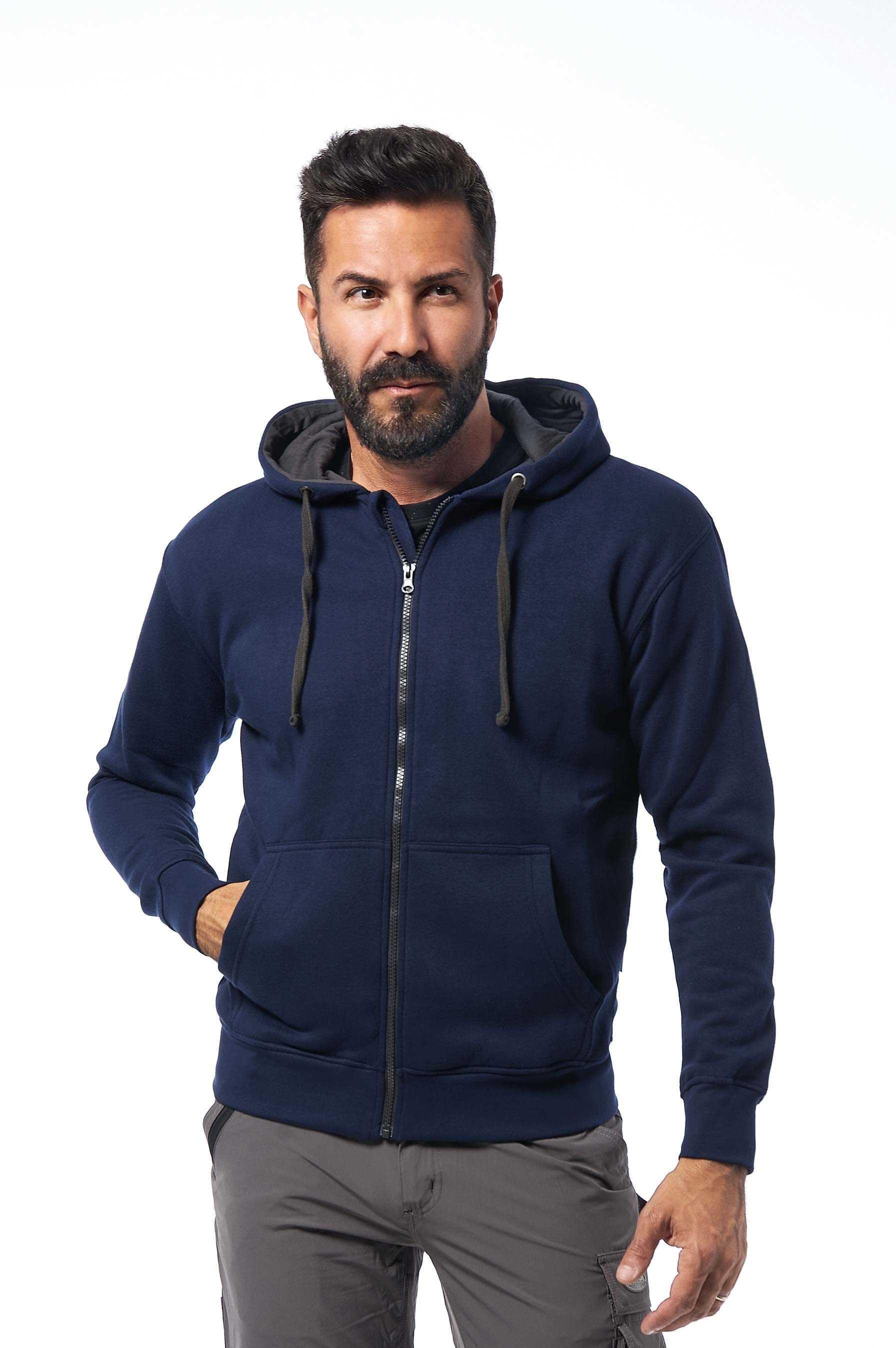 Felpa polycotone zip lunga colore blu/grigio taglia L Logica FIJI 1-L