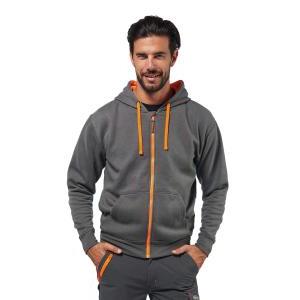 Felpa polycotone zip lunga colore grigio/arancio taglia xl  fiji 6-2xl