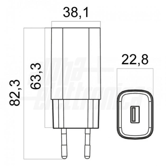 Caricatore USB 10,5W 1 porta 5V 2,1A Bianco Alpha Elettronica KD503/1B