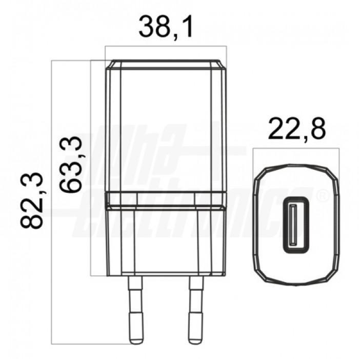 Caricatore USB 10,5W 1 porta 5V 2,1A Nero Alpha Elettronica KD503/1