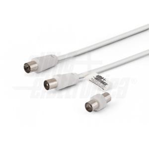 Cavo da spina tv a presa tv coax d 9,5mm con adattatore m/m bianco 2m  87-012w/02b