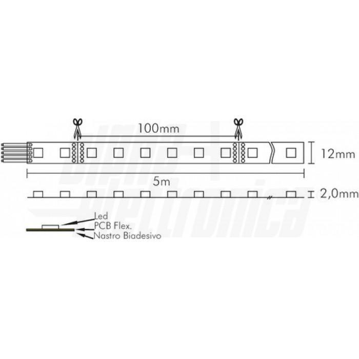 Striscia Led 60 Led/m 5050 24Vdc 14,4W/m RGBW Bianco naturale Alpha Elettronica JO350/14424RGBNW