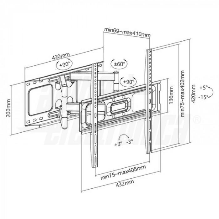 Supporto TV LCD orientabile e inclinabile da 32 a 70 pollici Alpha Elettronica SU3270/20