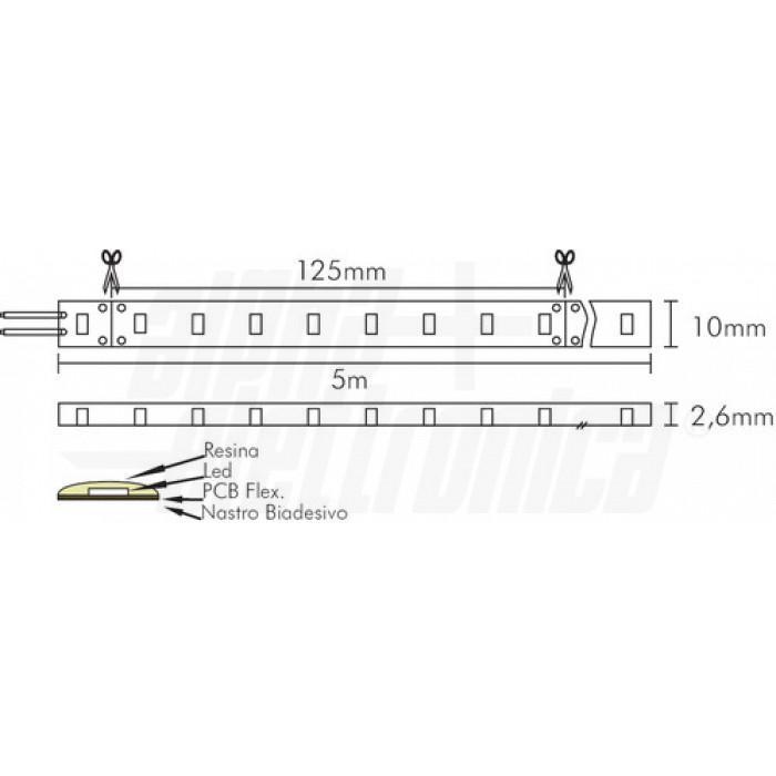 Striscia Led 64 Led/m 2835 24Vdc 12W/m Bianco naturale Alpha Elettronica JO365124642NW