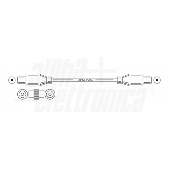 Cavo da spina TV Coax D 9,5mm con adattatore F/F Nero 5m Alpha Elettronica 87-010/05B