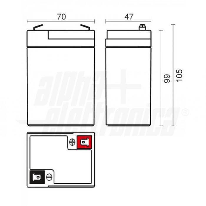 Batteria al piombo 6V 4,0Ah AGM con faston Alpha Elettronica BP06-4.0