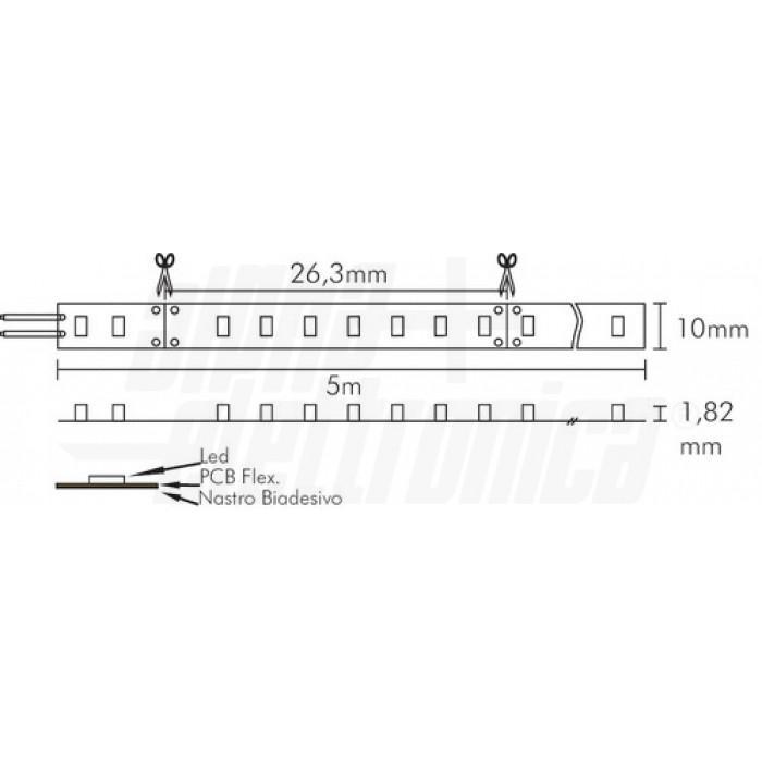 Striscia Led 266 Led/m 2216 24Vdc 19,2W/m Bianco caldo Alpha Elettronica JO35019241W1