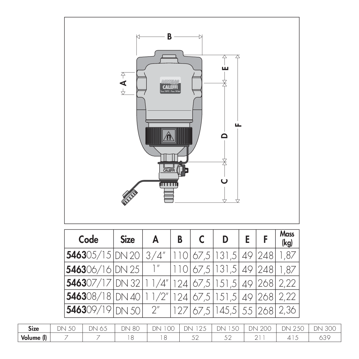 Defangatore con magneti e rubinetto di scarico attacco 2 F Caleffi 546309