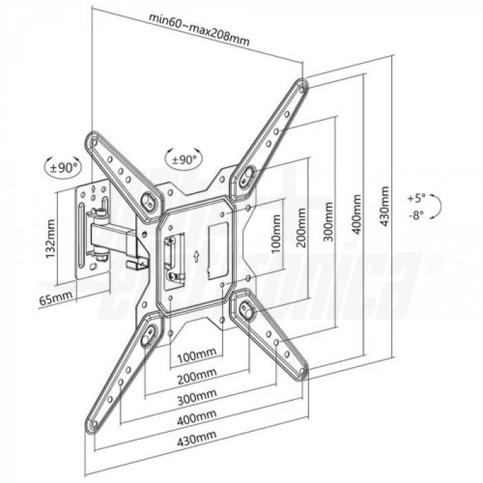 Supporto TV da parete orientabile da 23 a 55 pollici Alpha Elettronica SU2355/42