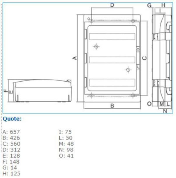 Centralino IP65 54 moduli portella fume GRIGIO IP65 54 GRI Bocchiotti B06527