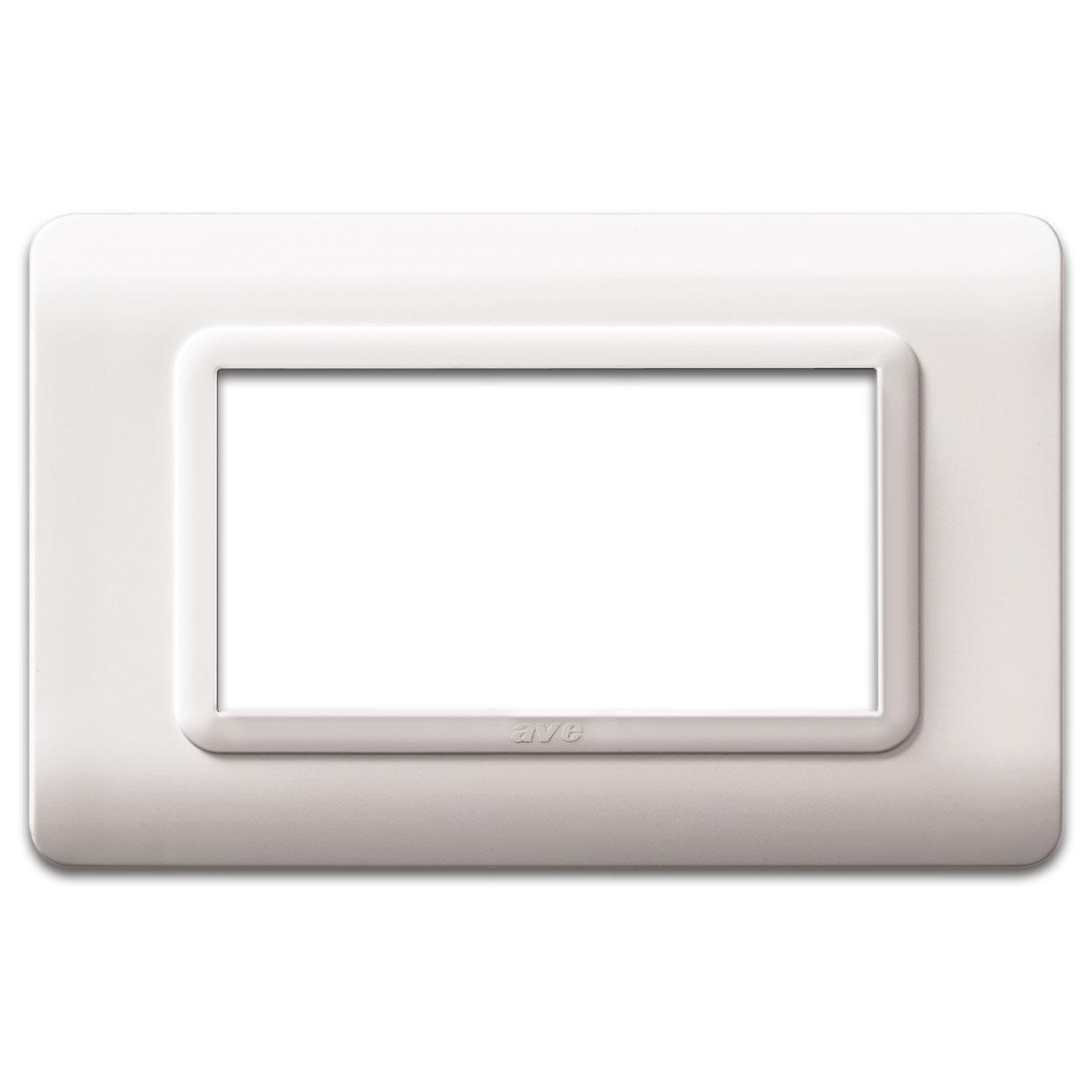 Placca tecnopolimero S44 colore bianco 4 moduli Ave 44PY04B