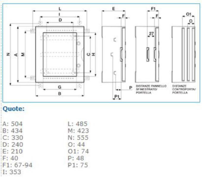 Quadro cieco in vetroresina IP66 54 moduli GRIGIO VTR 03 CIECO QUADRO IP66 500X430X210mm Bocchiotti B04603