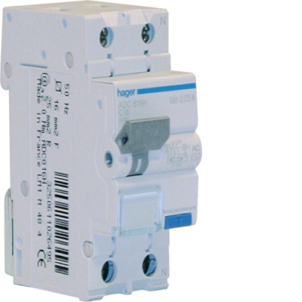 Interruttore Magnetotermico Differenziale 1P+N 4.5Ka C-10A 30Ma Ac 2M Hager ADC810H