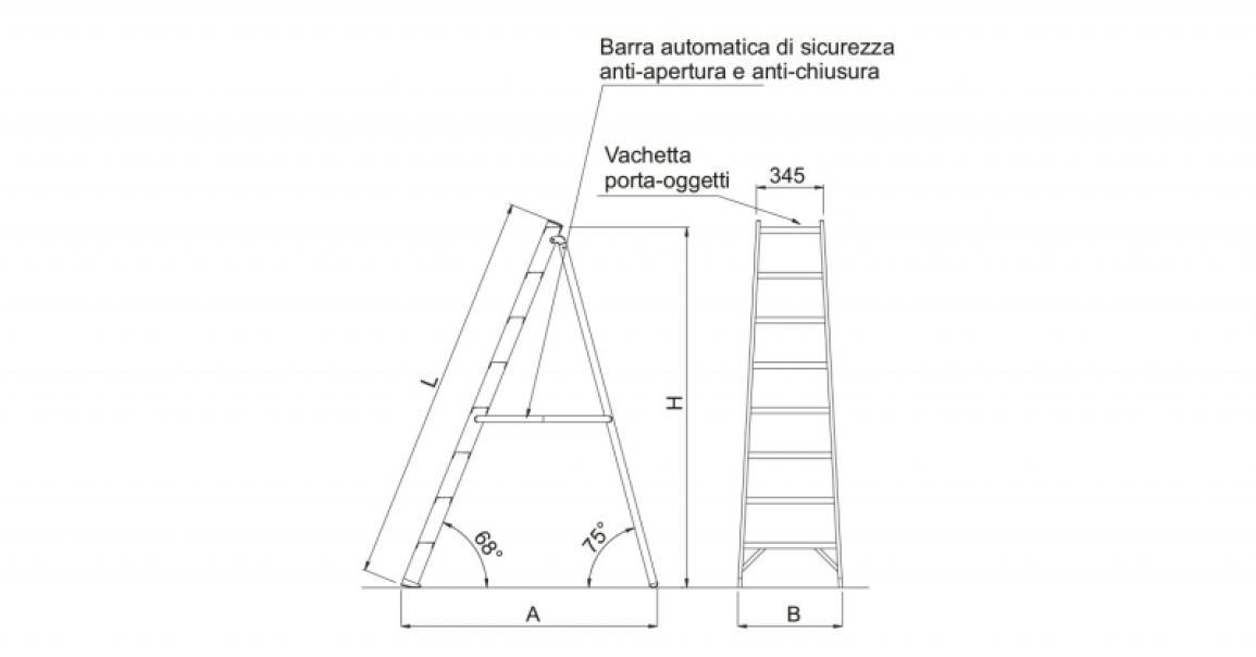 Scala alluminio 7 gradini professionale a cavalletto Frigerio SCA 6016/07