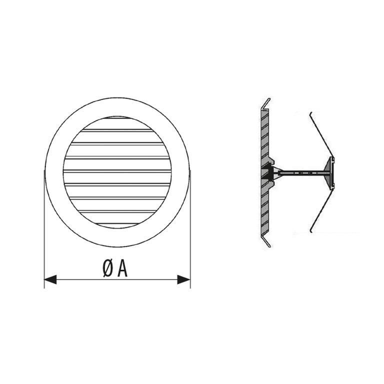 Griglia tonda in alluminio diametro 145mm con molle e rete Tecnosystemi 11160400