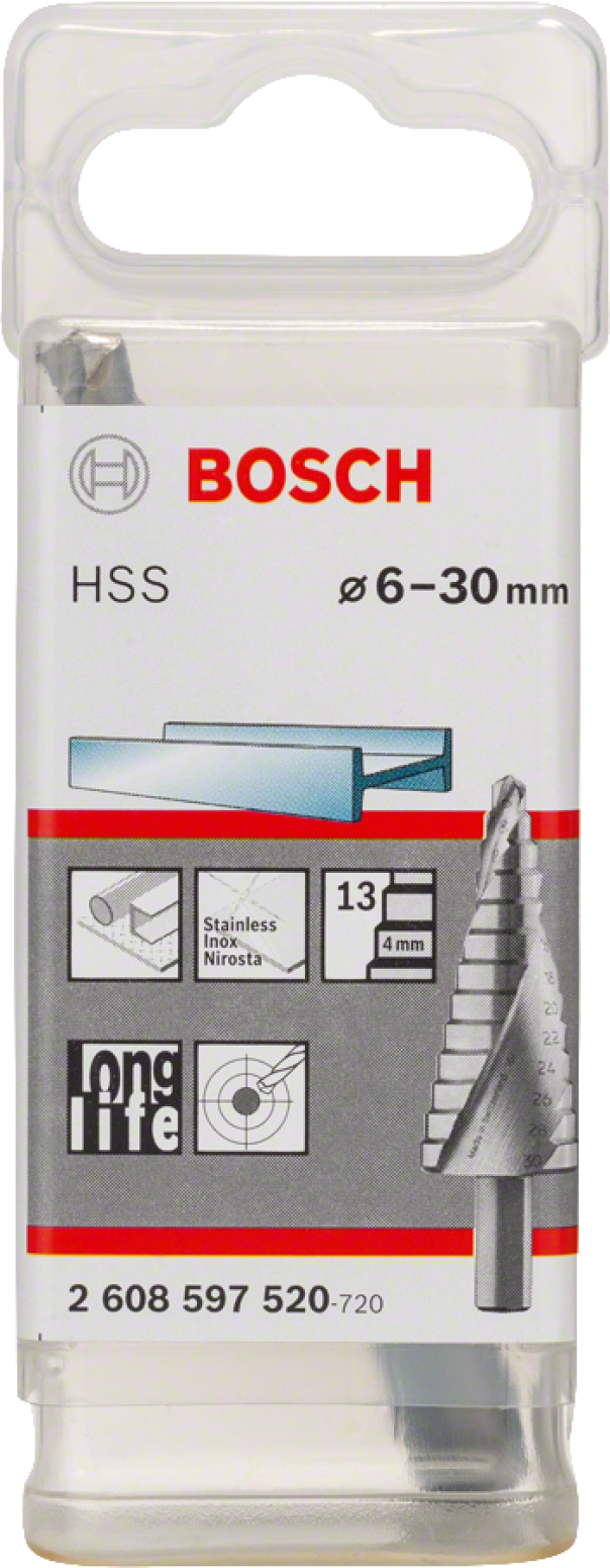 Punta a gradini HSS 13 diametri diametro 6-30 mm Bosch Professional 2608597520