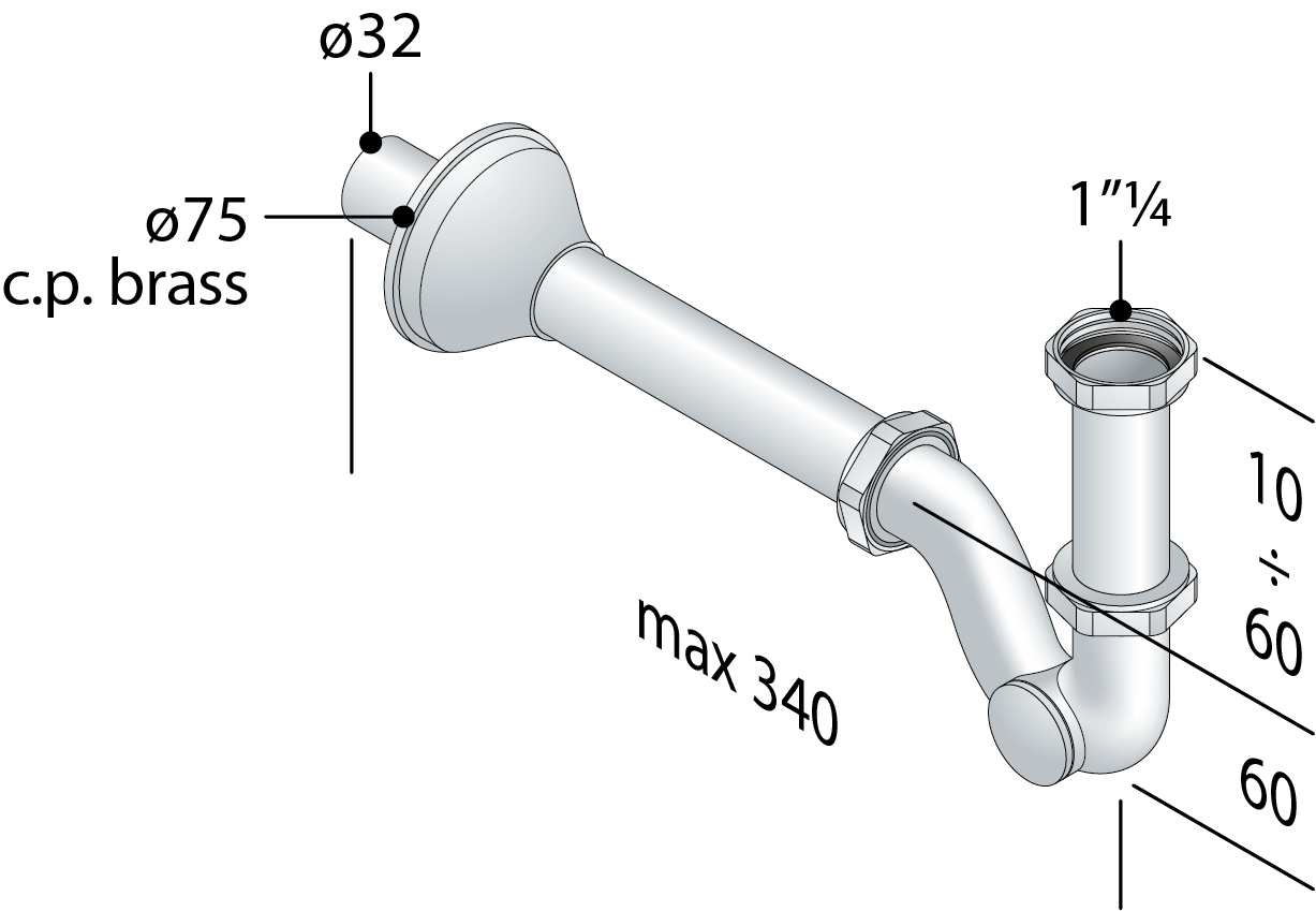 Sifone in ottone cromato OMP TEA 322.223.5