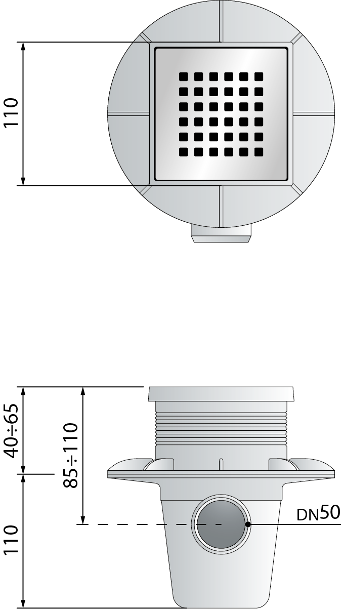 Pozzetto per doccia a pavimento 110x110mm OMP TEA 271.421.8