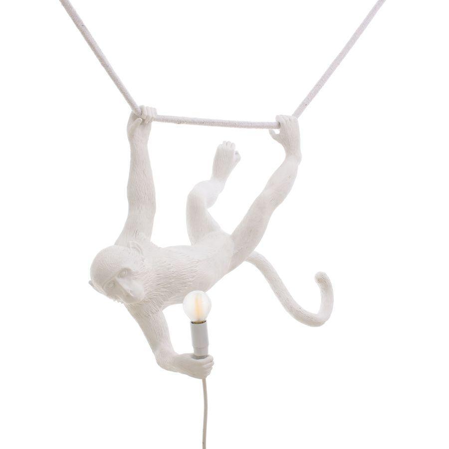 Lampada in resina indoor The Monkey Lamp Swing Bianco 59x40cm Seletti 14875