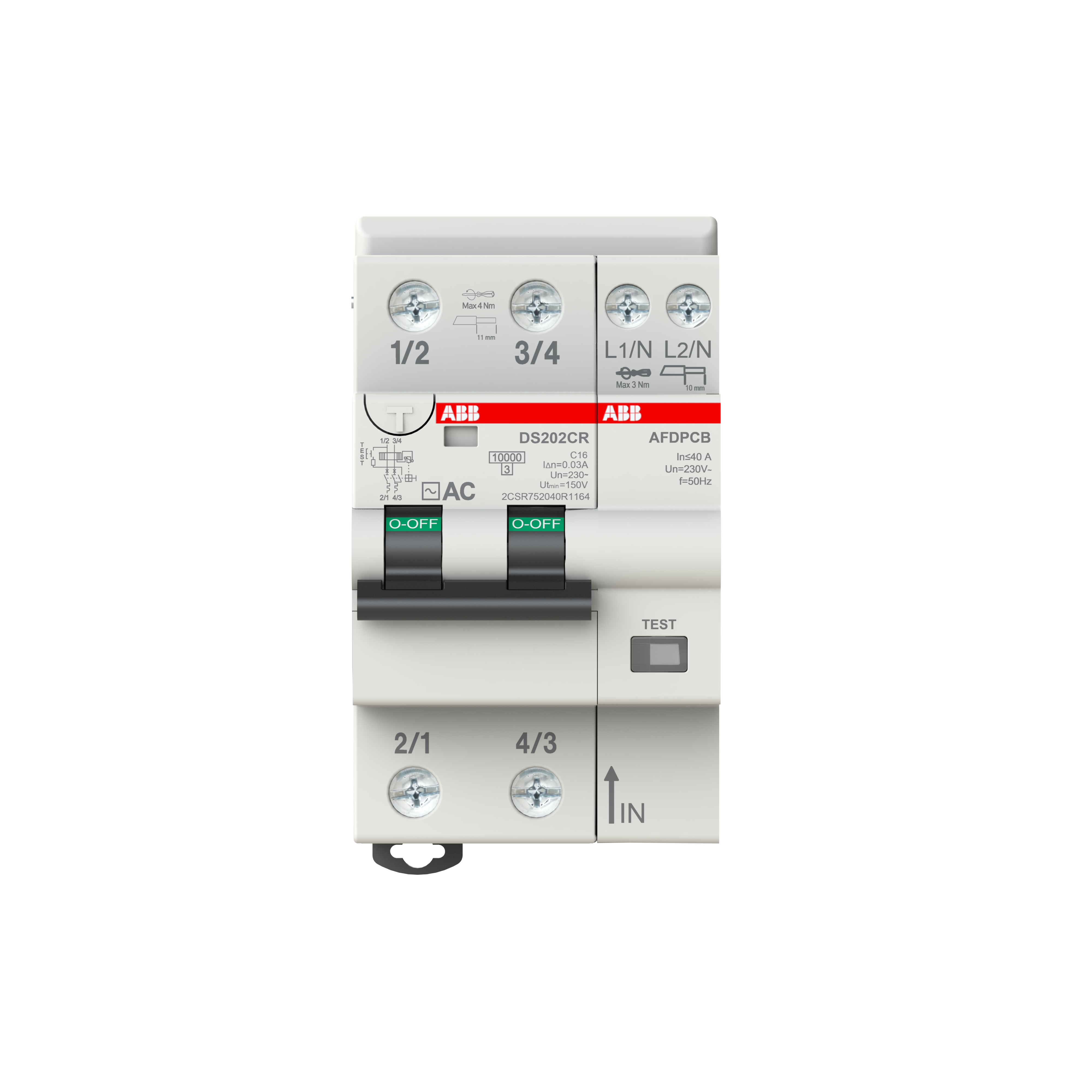 Interruttore differenziale magnetotermico 6KA 2P AC C16 30MA Abb DS202CR C16 AC30