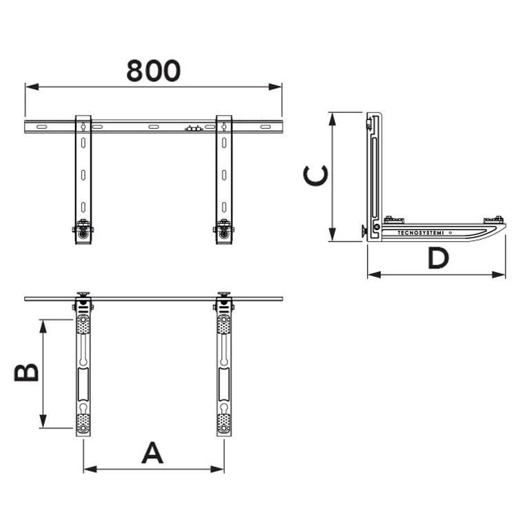 Staffa in acciaio inox KEPLERO SKP 120 A Tecnosystemi 11000097A