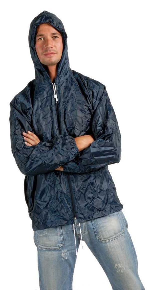 Impermeabile in nylon con zip e cappuccio blu taglia S Logica KWAY BLU-S