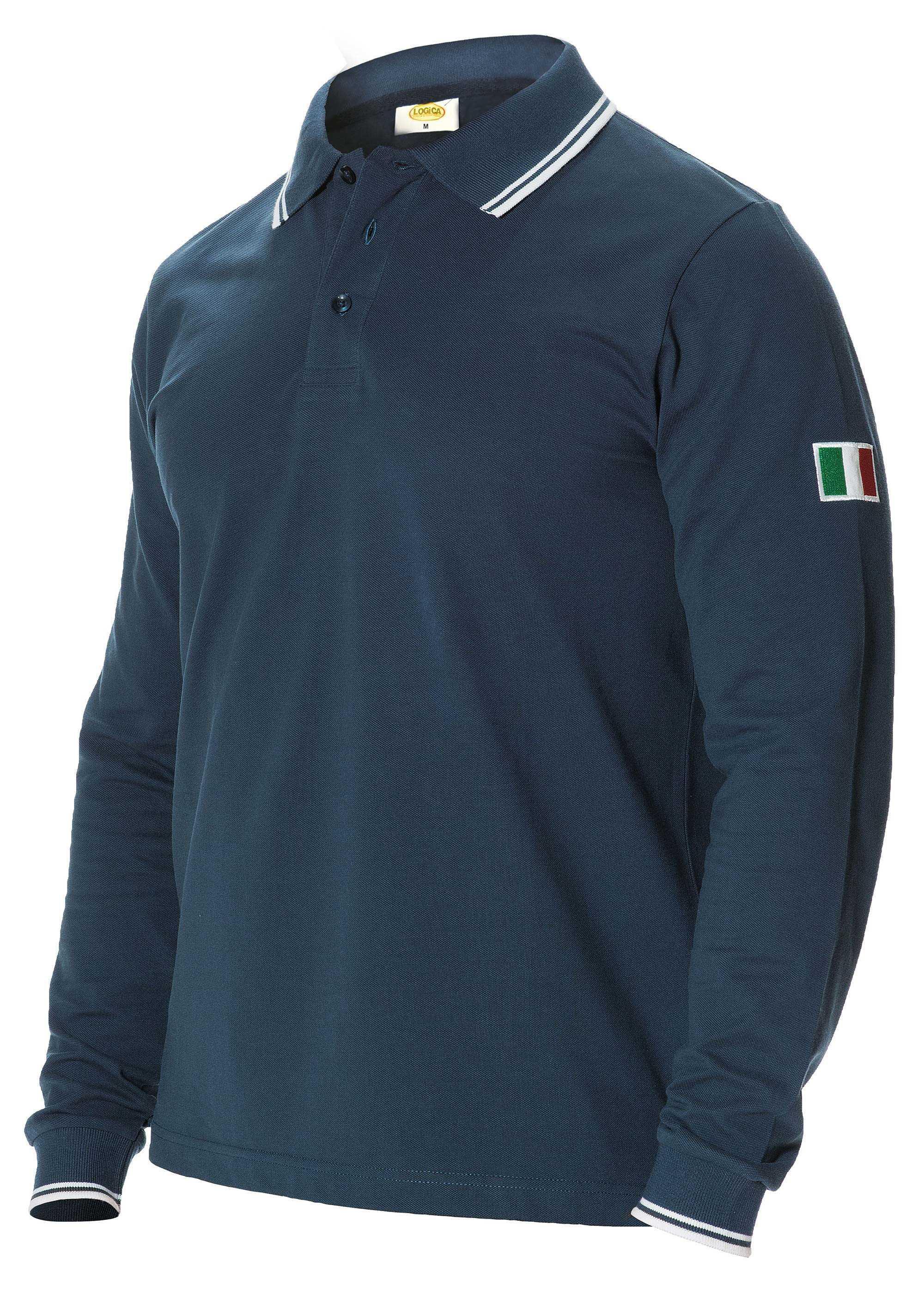 Polo manica lunga cotone 200grammi taglia XL Blu Logica RALF1-XL