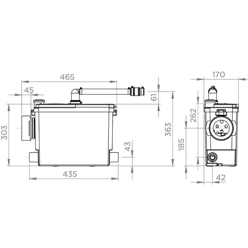 Trituratore ad incasso scarico bagno completo SANIPACK PRO UP SFA SKUP