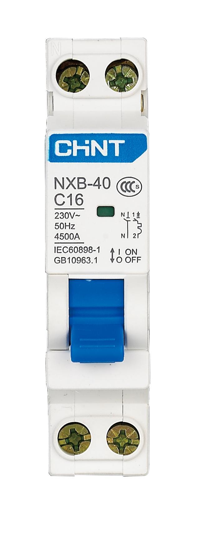 Interruttore magnetotermico NXB-40 1P+N C16 4.5KA Chint 817017