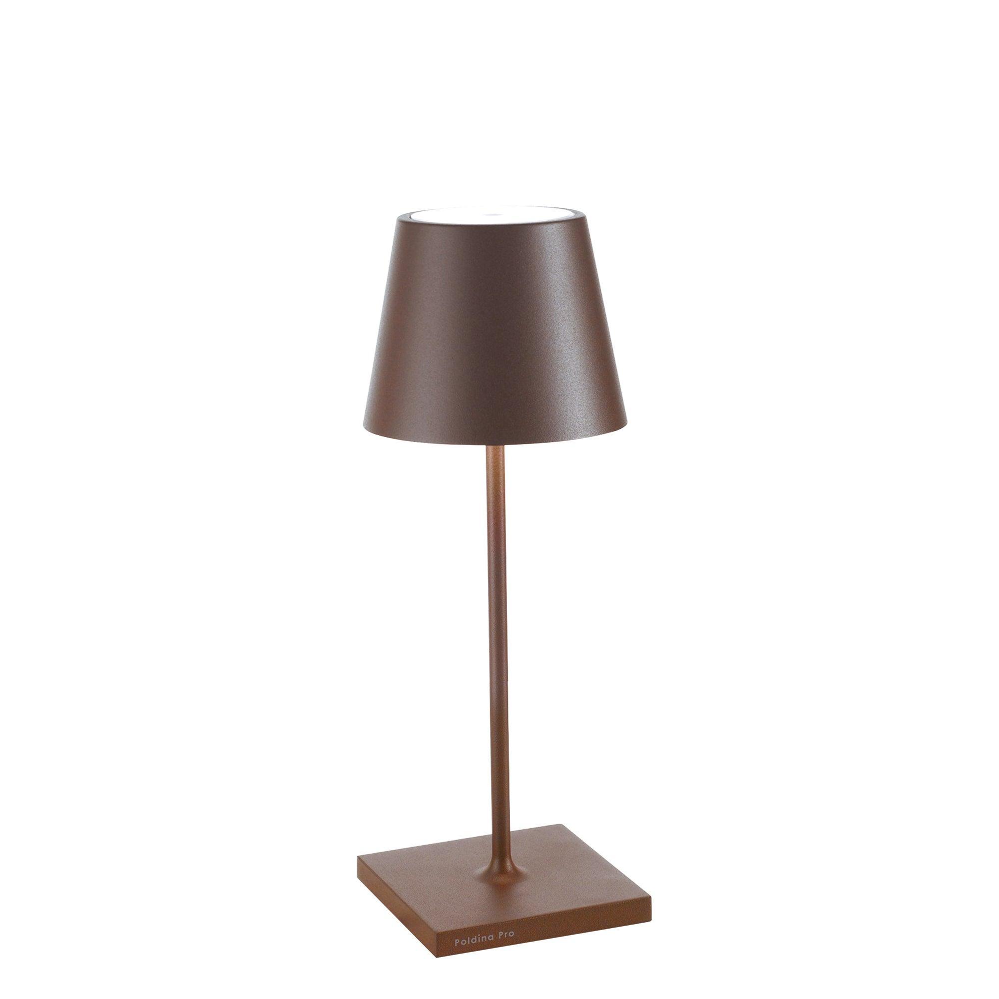 Poldina mini PRO lampada da tavolo a batteria ricaricabile IP65 colore corten Zafferano LD0320R3