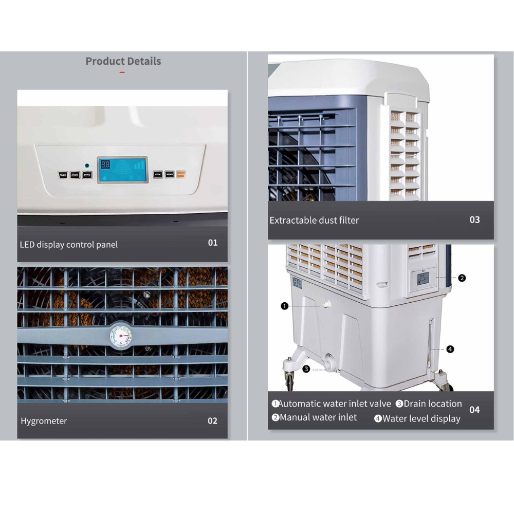 Raffrescatore evaporativo industriale con igrostato JHCool JH801