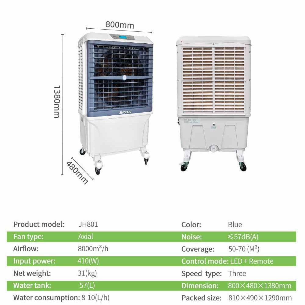 Raffrescatore evaporativo industriale con igrostato JHCool JH801