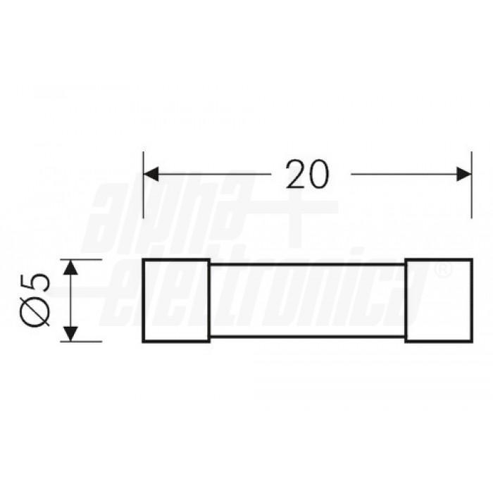 Fusibile cilindrico vetro 5x20 CF Rapido 250V 5A Alpha Elettronica FFB05000