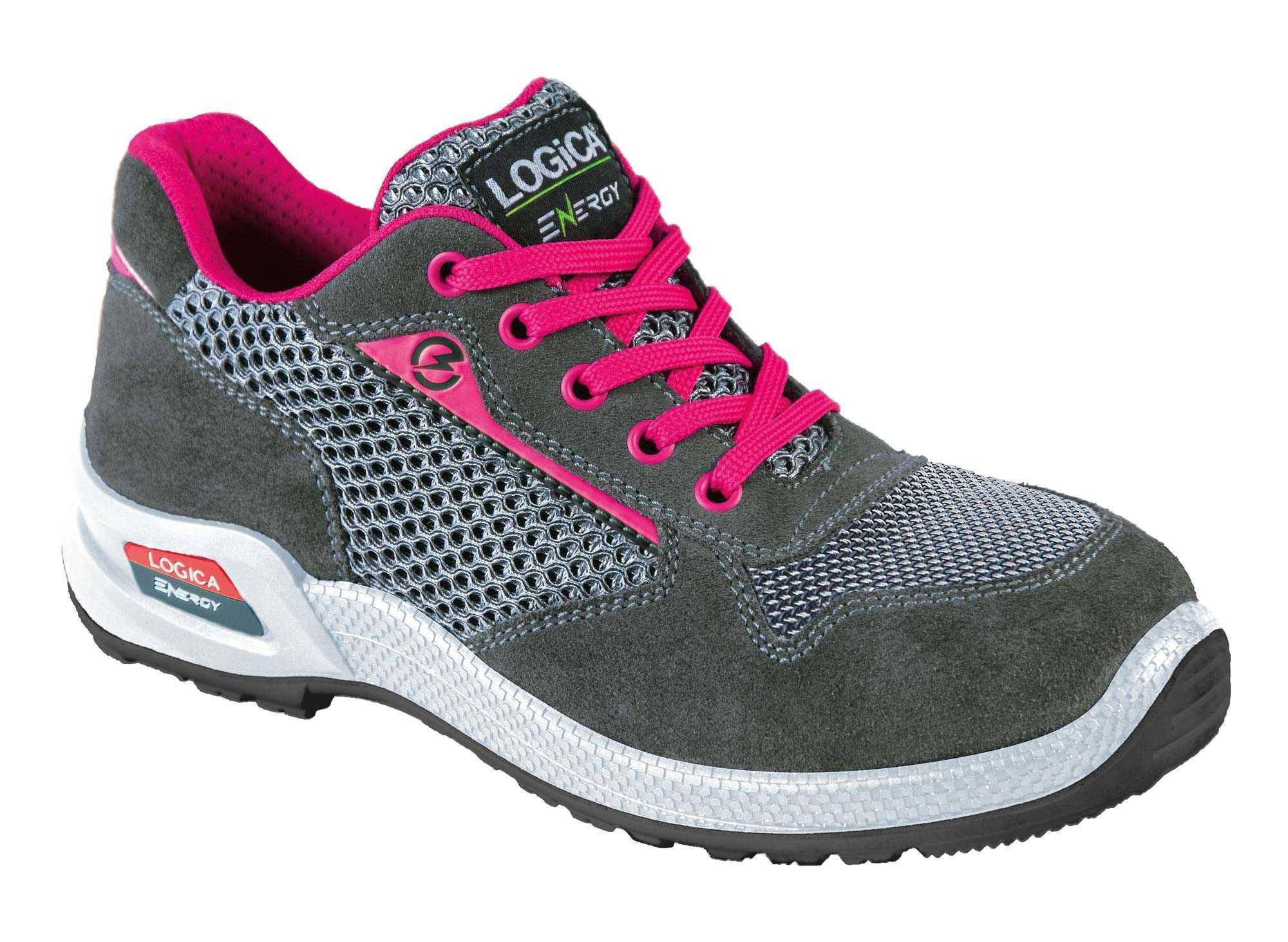 Scarpe antinfortunistica basse donna taglia 39 scamosciate grigio/rosa S1P Logica MANILA-39