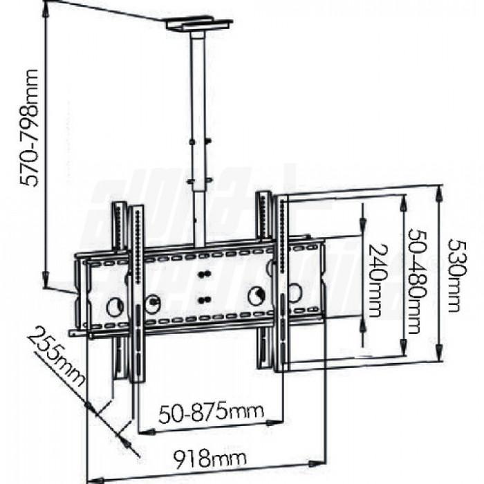 Supporto TV da soffitto 32-60 pollici per il montaggio di 2 monitor TV Alpha Elettronica SU560