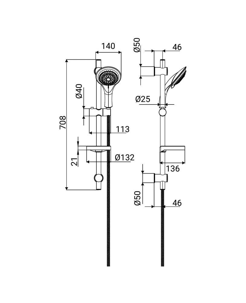 Set saliscendi con 2 supporti regolabili e portasapone cromo Menelao Idrobric SAPSAL0155CR