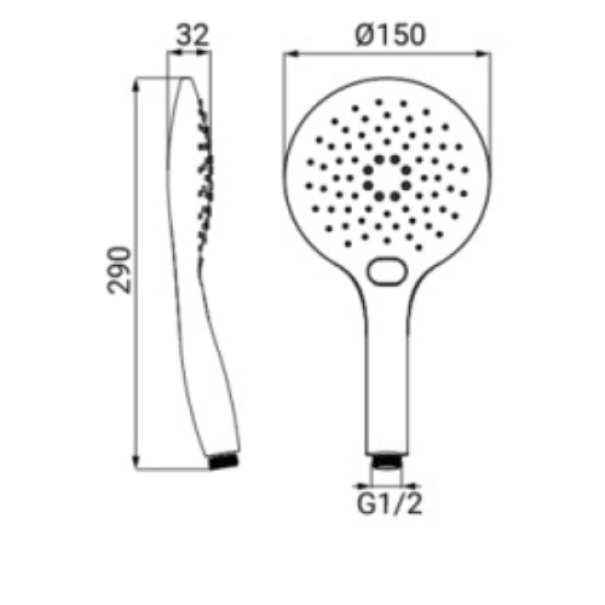 Soffione doccia 3 getti con pulsante cambia getto cromo Astra Idrobric SAPDOC0238CR