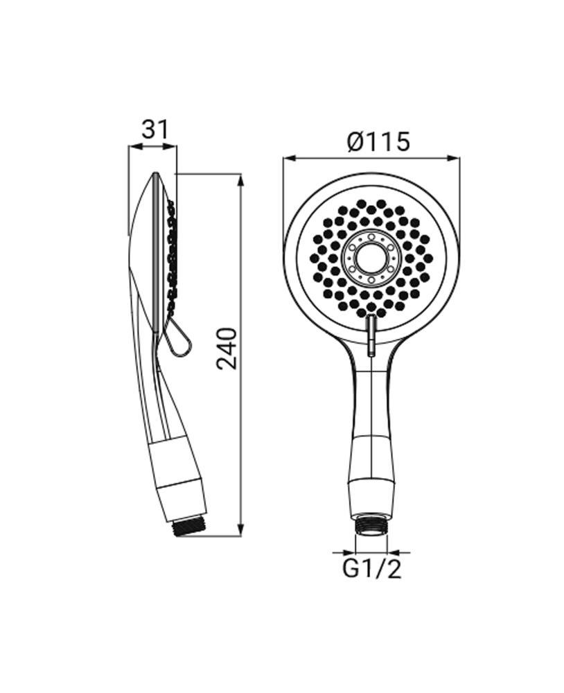 Soffione doccia 5 getti con regolatore di flusso Energy Idrobric SAPDOC0235CR