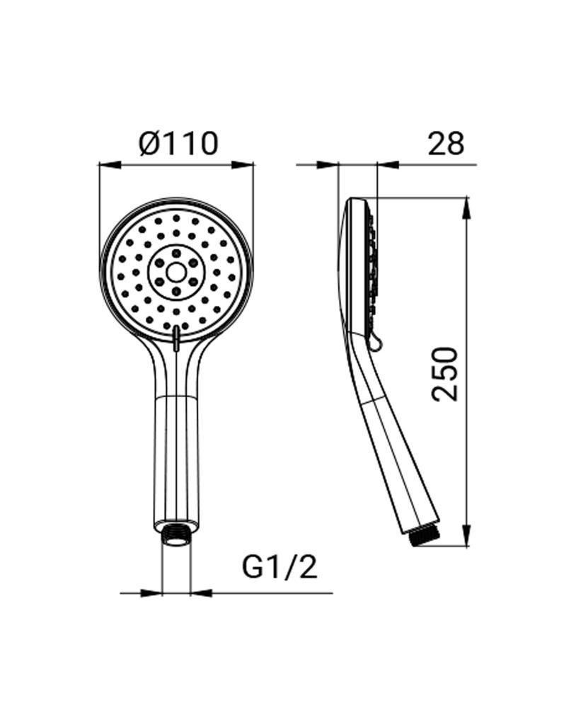 Soffione doccia 3 getti cromo Sinope Idrobric SAPDOC0263CR