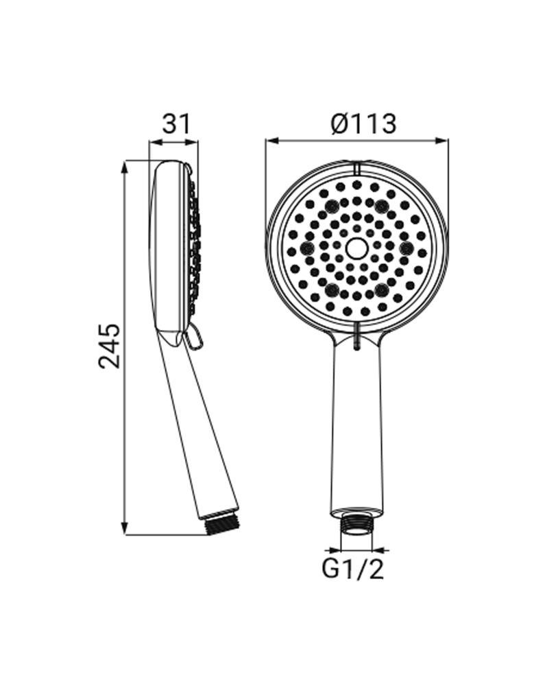 Soffione doccia Idra 5 getti cromato con funzione Idro Getto Idrobric SAPDOC0241CR