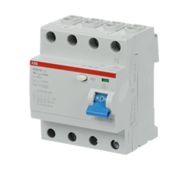 Interruttore differenziale puro F204 AC 25A 30MA 4P Abb F427812