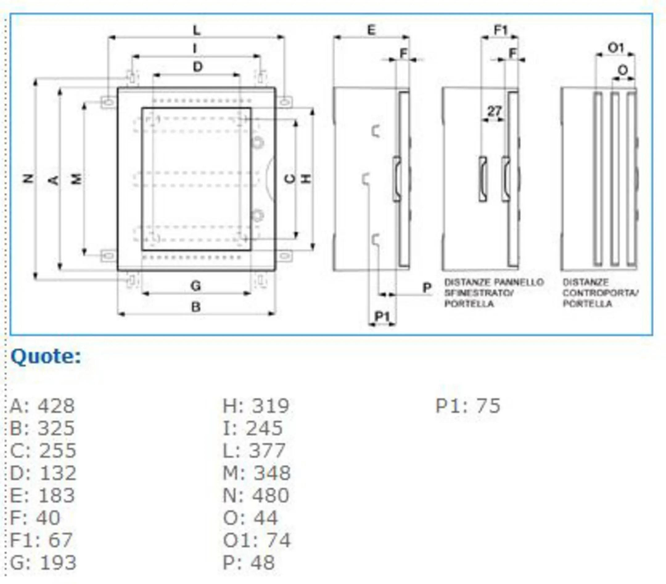 Quadro con oblu00f2 in vetroresina IP66 36 moduli GRIGIO VTR 02 OBLO Bocchiotti B04622