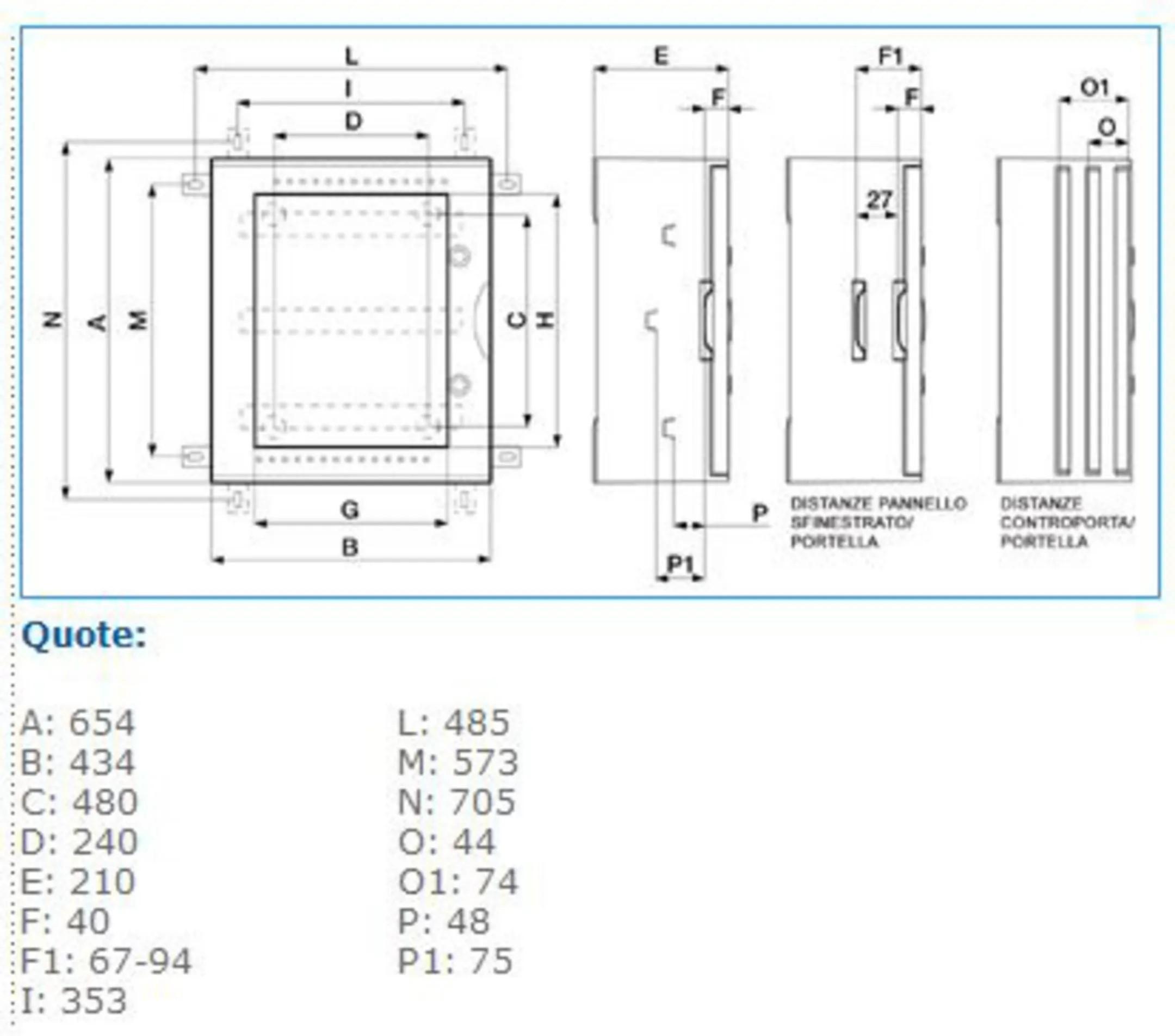 Quadro cieco in vetroresina IP66 72 moduli GRIGIO VTR 04 CIECO Bocchiotti B04604