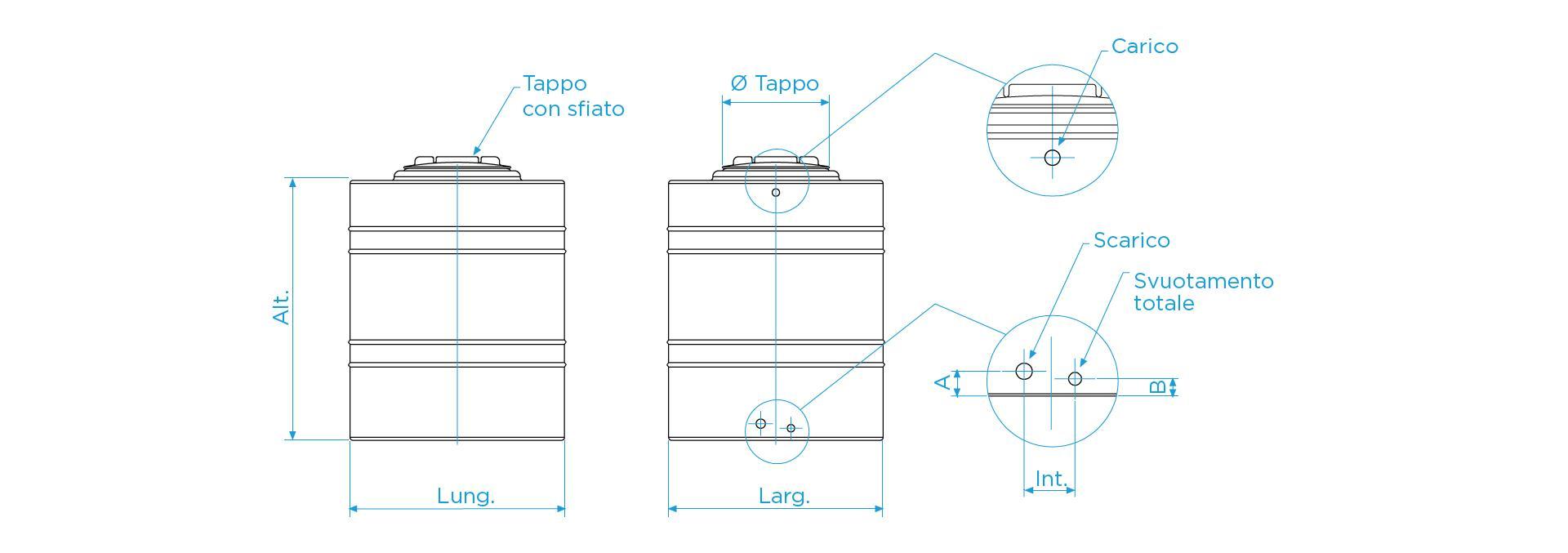 Serbatoio da esterno modello cubo da 500 litri Rototec QS500