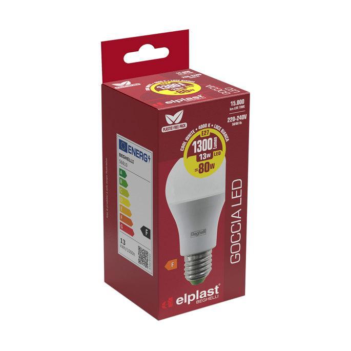 Lampadina LED Goccia E27 luce naturale 4000K 13 watt 1300 lumen Beghelli 56810